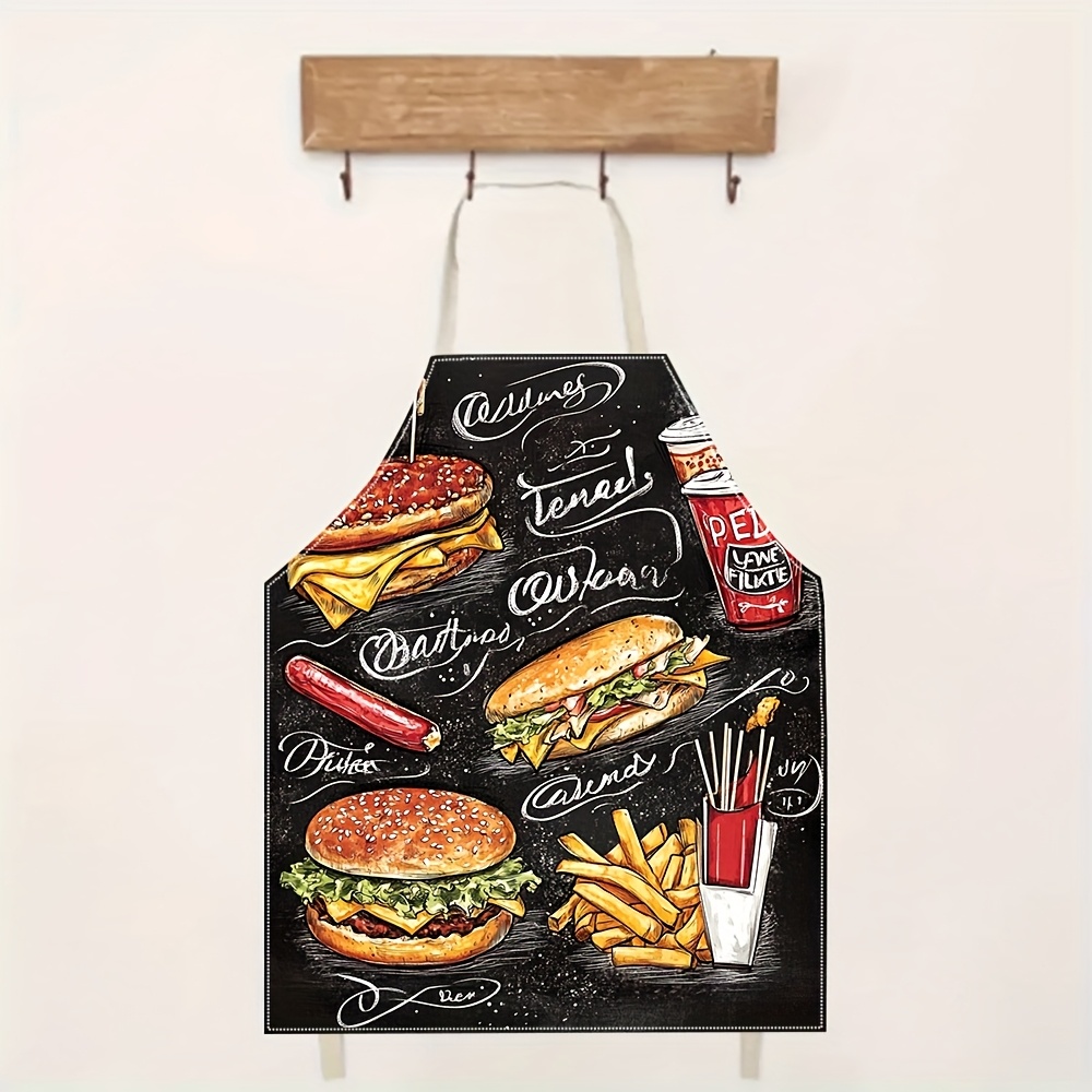 مريلة مطبخ كتان بتصميم لوح أسو - مراجعة Home Cooking Fast Foods وسعره