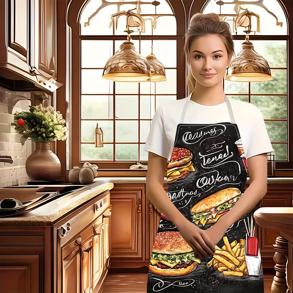 مريلة مطبخ كتان بتصميم لوح أسو - مراجعة Home Cooking Fast Foods وسعره